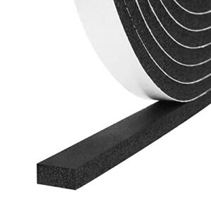 Storystore Foam Insulation Tape Self Adhesive,Weather Stripping for Doors and Windows,Sound Proof Soundproofing Door Seal,Weatherstrip,Cooling,Air Conditioning Seal Strip (1/2In x 1/4In x 33Ft, Black)
