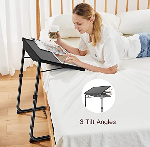 Adjustable TV Tray Table – TV Dinner Tray on Bed & Sofa, Comfortable Folding Table with 6 Height & 3 Tilt Angle Adjustments (Black) | The Storepaperoomates Retail Market - Fast Affordable Shopping
