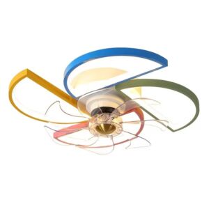 Ceiling Fan lamp Living Room Bedroom Restaurant Exhibition Hall Children’s Room Invisible Fan lamp Ceiling Fan lamp Windmill Fan lamp Three-Color dimming