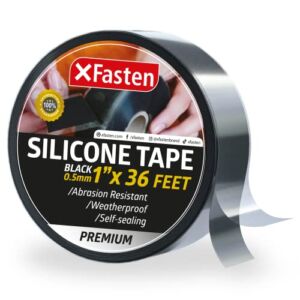 XFasten Self Fusing Silicone Tape Black 1″ X 36-Foot, Silicone Tape for Plumbing, Leak Seal Tape Waterproof, Silicone Grip Tape, Rubber Tape Thick for Pipe, Hose Repair Tape, Stop Leak Tape