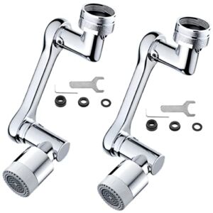 Faucet Extender, Large Angle Rotating Splash Filter Faucet Aerator, Universal 1080° Swivel Robotic Arm Swivel Extension Faucet Aerator, faucet extender for sink with 2 Water Outlet Modes (2 pcs)