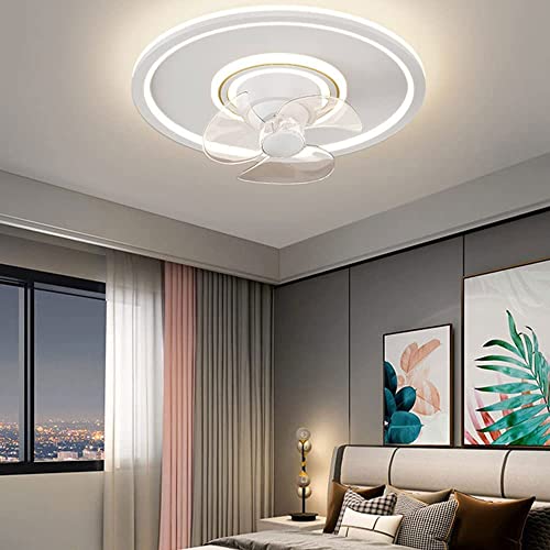 KRIMED Smart 3 Speed 3 Color Modern Ceiling Fan with Lights，19.7 Inches Acrylic Indoor Ceiling Fan Low Profile Led Dimmable Ceiling-Mounted Fan Light for Bedroom Living Room | The Storepaperoomates Retail Market - Fast Affordable Shopping