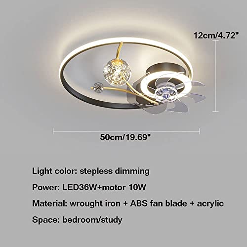 Ceiling Lamp，Silent Ceiling fan with Lighting, Modern LED Dimmable Ceiling Light with fan, Ceiling Light with Remote Control fan, Invisible fan Light for Dining Room and Bedroom ( Color : Black ) | The Storepaperoomates Retail Market - Fast Affordable Shopping
