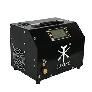 TUXING 4500Psi Pcp Air Compressor,Built-in Transformer,Upgraded LCD Display,Adjustable Pressure, Powered by Car 12V or Home 110V AC,for pcp air gun with Water/Oil Separator