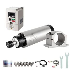 CNC Spindle Motor Kits, 110V 2.2KW Φ80mm Air Cooled Spindle CNC Spindle CNC Motor + 2.2KW VFD+Φ80mm Clamp Mount + Collet kit ER20+ Drill bits+ Wires for CNC Router Machine