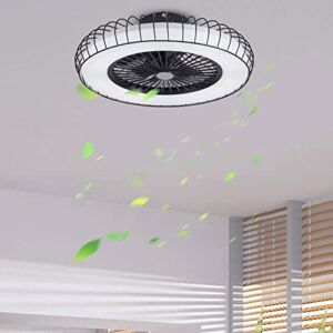 KRIMED Cage Type Modern Minimalist Ceiling-Mounted Fan Light， Enclosed Mute Ceiling Fan with Lights LED 20.9 Inches with Remote Ceiling Fan Light for Bedroom Living Room Kids Room。