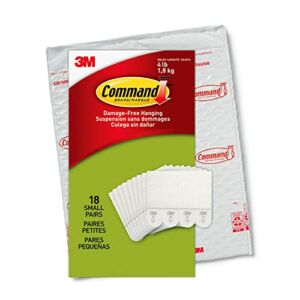 Command Small Picture Hanging Strips, Damage Free Hanging Picture Hangers, No Tools Wall Hanging Strips for Christmas Decorations, 18 White Adhesive Strip Pairs(36 Command Strips)