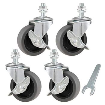 WHARSTM Caster Wheels, 3″ Locking Swivel Casters Set of 4, 3/8″-16 x 1″ (Screw Diameter 3/8″, Screw Length 1″) Casters, Rubber Casters with 360 Degree No Noise Castor Wheels, Stem Casters with Brake | The Storepaperoomates Retail Market - Fast Affordable Shopping