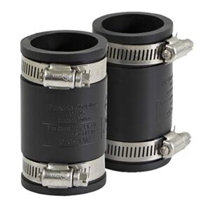 Supply Giant 6I44x2 Flexible Pvc Coupling with Stainless Steel Clamps for pipe size 1 inch Black (pack of 2) Inner Diameter 1.3 Inches