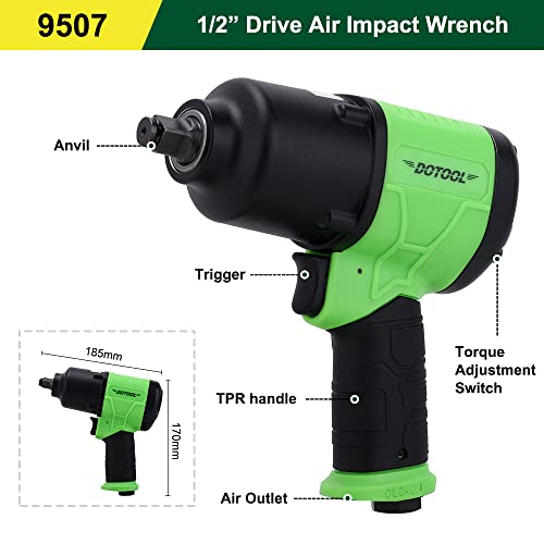 DOTOOL Air Impact Wrench 1/2 Inch Square Drive Heavy Duty 880 ft-Lbs Max with 1/2-Inch Impact Socket Sets 10-Pieces Drive 6-Point (11mm to 24mm) | The Storepaperoomates Retail Market - Fast Affordable Shopping