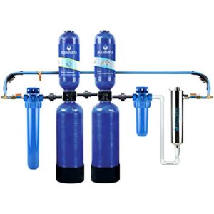 Aquasana Whole House Water Filter System – Water Softener Alternative w/ UV Purifier, Salt-Free Descaler, Carbon & KDF Media – Filters Sediment & 97% Of Chlorine – 1,000,000 Gl – EQ-1000-AST-UV