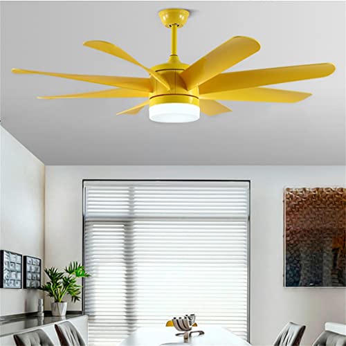 LLLY Large Fan for Home Pendant Light Chandelier Remote Control Living Room Outdoor Ceiling Fans with LED Lights Lamps Home (Color : Yellow, Size : 60 Inch) | The Storepaperoomates Retail Market - Fast Affordable Shopping