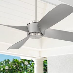 56″ Grand Milano Modern Industrial Outdoor Ceiling Fan with Remote Control Brushed Nickel Silver Damp Rated for Patio Exterior House Home Porch Gazebo Garage Barn – Casa Vieja