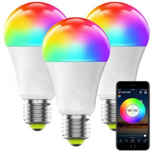 HaoDeng Smart Bulbs, Smart home lighting, WiFi Light Bulbs, Color Changing Light Bulb, Smart Light Bulb Works with Alexa, Google Home, A19 Alexa Light Bulb No Hub Required, 60W Equivalent 500LM, 3Pack