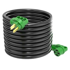 RVGUARD 50 Amp 50 Foot RV Extension Cord, Heavy Duty STW Cord with LED Power Indicator and Cord Organizer, 14-50P/R Standard Plug, Green, ETL Listed