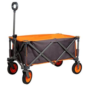 PORTAL Collapsible Folding Utility Wagon Quad Outdoor Rolling Camping Cart, Gray