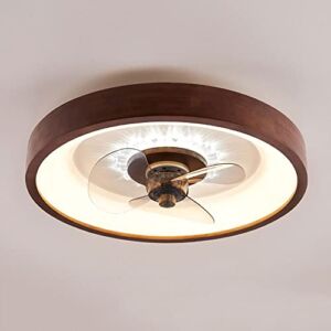 ZWPAYF Dining Room Walnut Color Modern Ceiling Light with Fan Remote Control Home Fan Blades Hollow Out Design Various Styles Available Mute Rubber Wood LED Embedded Ceiling Light for Bedroom Study