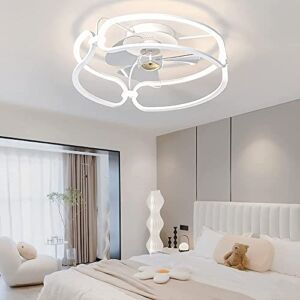 Ceiling Fan with Remote Control Design，Timer Winter and Summer Dimmable Reversible 3 Leaves Light with Fan，Dc Chandelier with Ceiling Fan for Bedrooms [Energy Efficiency Class A++] ( Color : White )