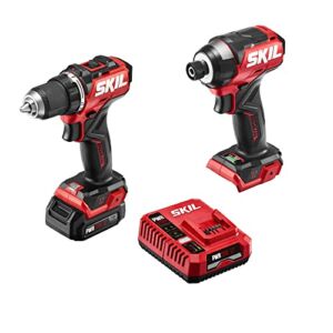 SKIL PWR CORE 12 Brushless 12V Compact Drill Driver & Impact Driver Kit Includes 2.0Ah Battery and PWR JUMP Charger – CB8429A-10