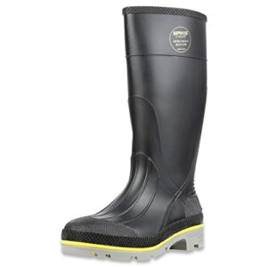 Servus XTP 15″ PVC Chemical-Resistant Steel Toe Men’s Work Boots, Black, Yellow & Gray, 11