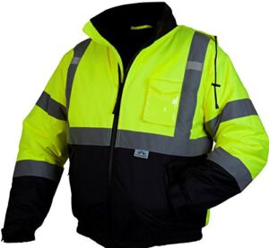 PYRAMEX RJ3210X2 RJ32 Series Jackets Hi-Vis Lime Bomber Jacket with Quilted Lining- Size 2X Large