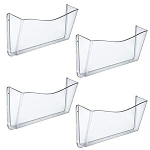 Azar Displays 250025 Clear Single Pocket Wall File with wallmount, 4 pack