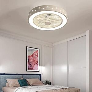 3 Speed Bladeless Ceiling Fan with Light & Remote Silent White Ceiling Light LED Dimmable Fan Light for Bedroom Kitchen [Energy Class A]