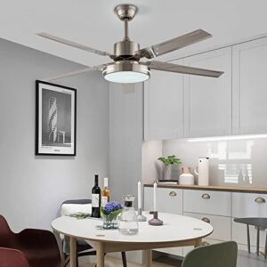 48inch Ceiling Fans with Lights Remote Control,Modern Ceiling Fan for Bedroom,Kitchen,Living Room, Wood Ceiling Fan with Light indoor,AC Quiet Reversible Motor Fan,LED,Timing,4 Blades