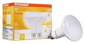 SYLVANIA LED Flood BR30 Light Bulb, 65W Equivalent Efficient 9W, 10 Year, 650 Lumens, Dimmable, 2700K, Soft White – 2 pack (73954)