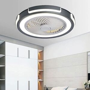 KRIMED Indoor Mute Ceiling Fan with Lights ， Integrated Fan Light Ultra Thin Ceiling Fan Light ，Nordic Flush Mount Low Profile Ceiling Fan Light Light Fan，for Bedroom/Living Room/Small Space。