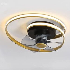 KRIMED Light Luxury and Ultra-Thin Fan Ceiling Light，Wrought Iron Acrylic 5-Blade Ceiling Fan，with Lights Home Ceiling-Mounted Lighting Fixture for Bedroom Living Room Kids Room