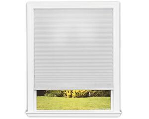Redi Shade No Tools Easy Lift Trim-at-Home Cordless Pleated Light Filtering Fabric Shade White, 30 in x 64 in, (Fits windows 19 in – 30 in)