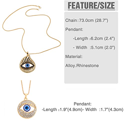Blue Eye Charms Necklace Ceiling Fan Pull Chain Set 2 Pieces Vintage Ceiling Fan Pulls Chain Gold Decorative Fan Pull Chain Pendant Extension for Women Trendy Necklace Jewelry Gifts (Blue) | The Storepaperoomates Retail Market - Fast Affordable Shopping