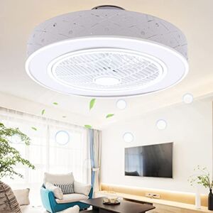 22” Round Enclosed Ceiling Fan with Light Remote Control Pineapple Bead Semi-Flush Mount Ceiling Fan Light Dimmable 3 Speed Low Profile Light Ceiling Fan