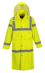 Portwest Hi-Vis Classic Raincoat 48 Viz Safety Visibility Work Rain Jacket ANSI 3, Yellow, X-Large