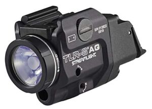 Streamlight 69434 TLR-8A G Flex 500-Lumen Low Profile Pistol Light with Integrated Green Aiming Laser for Select Handguns, Includes Rear Switch Options, Mounting Kit, and Keys, Black