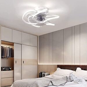 TAKOIL 50cm Ceiling Fan Remote Control Modern Chandelier Dimmable Ceiling Light，Two Way Rotating Ceiling Fan Motor DC 6 Speed Silent Ceiling Light with Fan (Color : White)