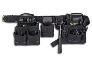 AWP General Construction Carpenter Tool Rig | Padded Adjustable Tool Belt | Black | Fits Up to 50″ Waist Size