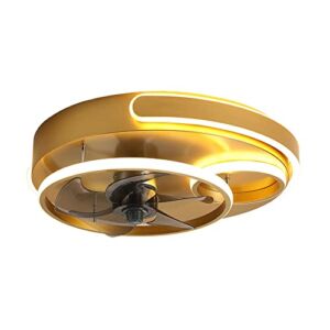 ZWPAYF Metal Ceiling Fan Light Household Mute Transparent Blade Semi-recessed Ceiling Light Ceiling Fan Can Be Intelligently Controlled With High Light Transmission Light Strip For Dining Room And Liv