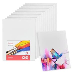 Artlicious Canvases for Painting – Pack of 12, 8 x 10 Inch Blank White Canvas Boards – 100% Cotton Art Panels for Oil, Acrylic & Watercolor Paint