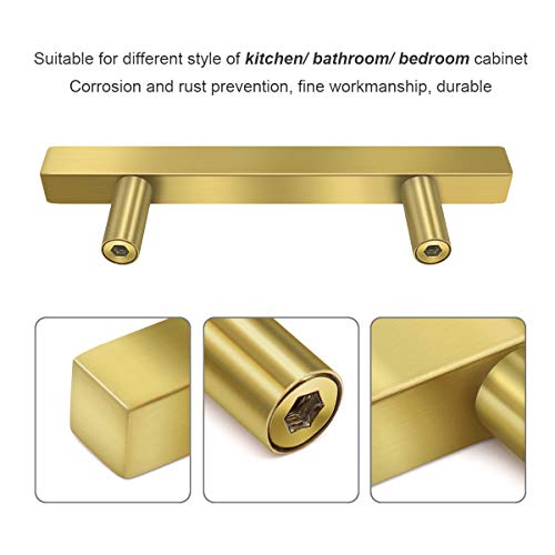 20 Pack Sunriver Hollow Brushed Brass Golden Square Bar Cabinet Handles Pulls 10pcs Gold Hardware Cabinets Pulls 5″ and 10pcs Stainless Steel 2″ Cabinet Handles T Bar Pulls for Bathroom | The Storepaperoomates Retail Market - Fast Affordable Shopping