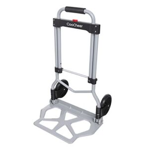 Voluker 220lbs Portable Heavy Duty Aluminum Folding Hand Truck Material Handling Trolley Dolly Two-Wheels Luggage Cart Dolly for Moving Office Carts