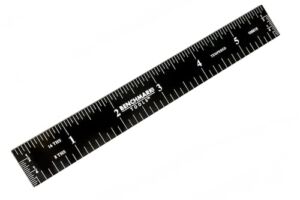 Benchmark Tools 106615 6” Rigid Woodworking Ruler with End Grads Black Chrome Finish 1/8th and 1/16th Grads Hardened Stainless Steel