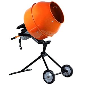 Fujampe Electric Cement Mixer, 5 Cubic Ft. Portable Concrete Mixer Machine with 9″ Wheels Electric Concrete Cement Mixing Tools for Stucco Cement Mortar Seeds 140L (Heavy-duty Steel)