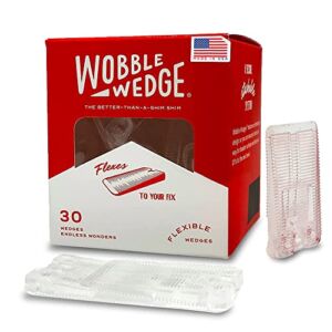 The Original Wobble Wedges Flexible Plastic Shims, 30 Pack – MADE IN USA – Multi-Purpose Shim Wedges for Home Improvement & Work – Plastic Wedge, Table Shims, Toilet Shims & Furniture Levelers – Clear