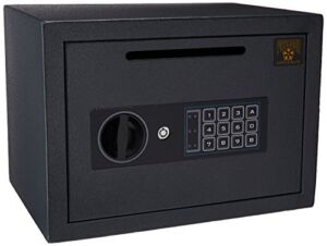 Drop Safe – Digital Safe Compact Steel Money Security Box with Keypad – Deposit Cash Easily – For Home or Business by Paragon Safe – Black
