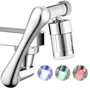 1440° Rotating Multifunctional Extension Faucet,Rotation Faucet Extender with LED Lights, Faucet Aerator with Adjustable Knobs for Kitchen Bathroom