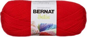 Bernat Satin Solid Yarn, 3.5 oz, Gauge 4 Medium Worsted, 100% Acrylic, Crimson