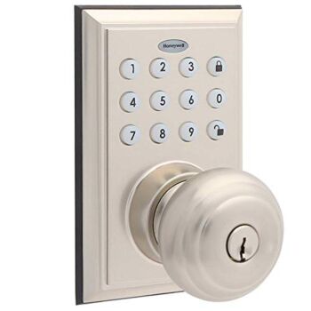 Honeywell Safes & Door Locks BLE Electronic Entry Knob with Keypad, Square Faceplate, Satin Nickel | The Storepaperoomates Retail Market - Fast Affordable Shopping