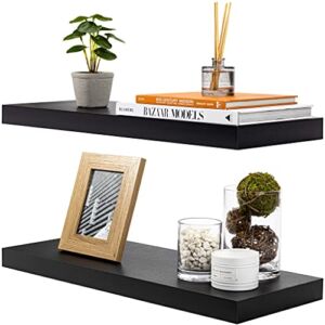 Sorbus Floating Shelf Large 24 x 9 – Hanging Wall Shelves Decoration — Perfect Trophy Display, Photo Frames — Extra Long 24 Inch (Black)